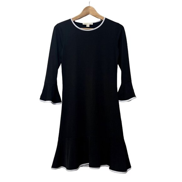 Michael Kors Retro Bell Sleeved Black Dress Size XS - Picture 1 of 5